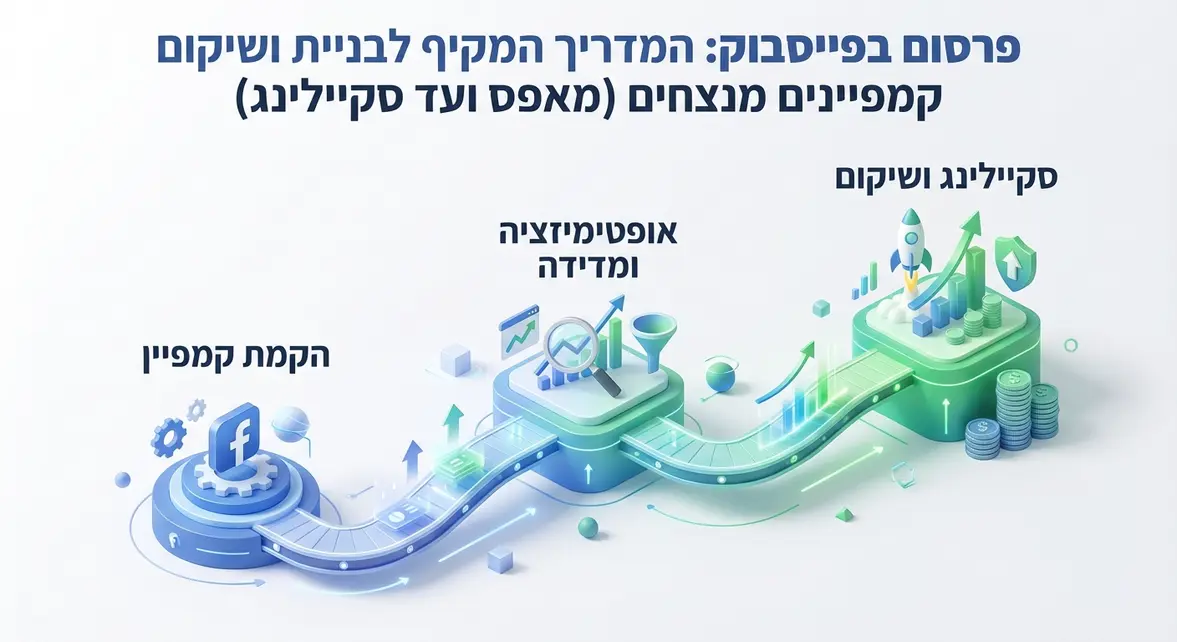 פרסום בפייסבוק: המדריך המקיף לבניית ושיקום קמפיינים מנצחים (מאפס ועד סקיילינג)