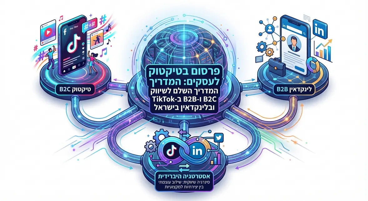 פרסום בטיקטוק לעסקים: המדריך השלם לשיווק B2C ו-B2B ב-TikTok ובלינקדאין בישראל